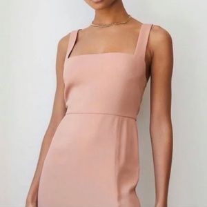 Aritzia Babaton 90s Mini Dress Fawn Pink Square Neck NEW 4